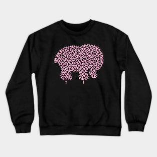 Elephant Shaped Pink Maze & Labyrinth T-Shirt Crewneck Sweatshirt